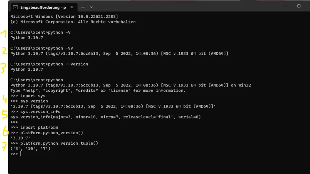 命令行与代码中python版本查看方法汇总