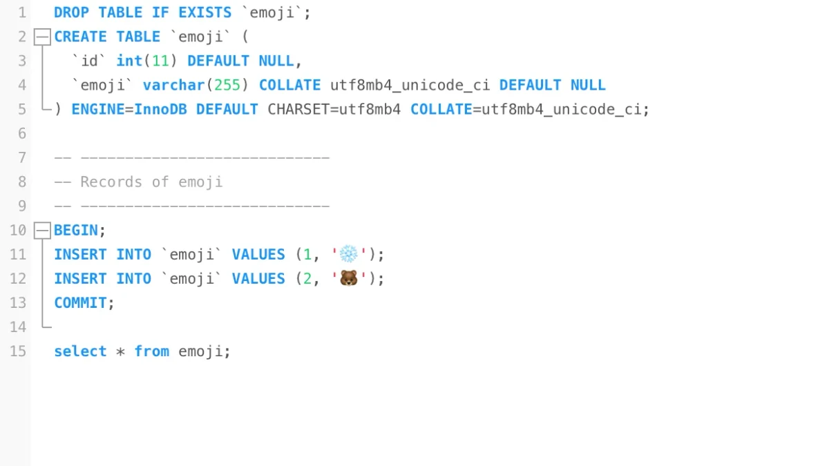 MySQL字符集:utf8mb4与emoji兼容