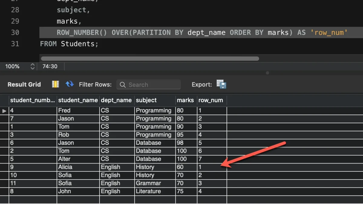 MySQL窗口函数:ROW_NUMBER与排名查询