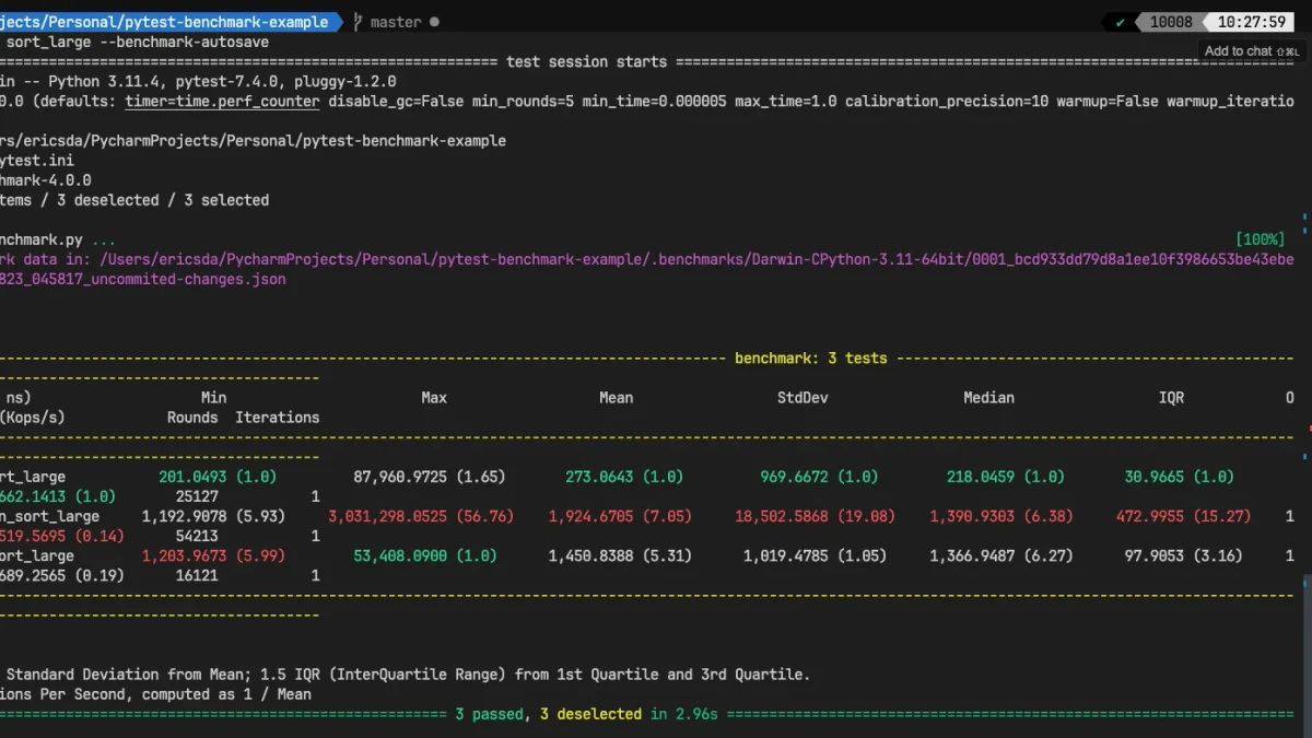 Python性能基准:pytest-benchmark对比测试